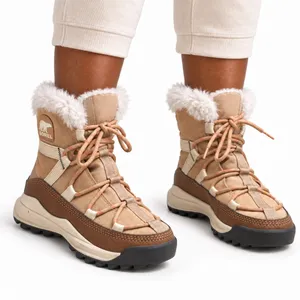Sorel ONA RMX Glacy Waterproof Suede Canvas Tan Faux Fur Gorpcore Ski Womens 8 thumbnail 1