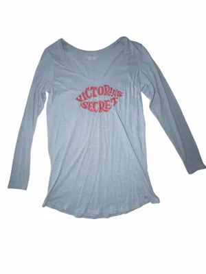Victoria's Secret Nightgown Sleepshirt Gray Red Glitter Lips Graphic Womens XS thumbnail 2