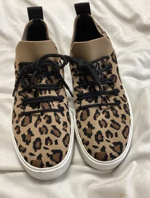 Steve Madden Leopard Knit Lace-Up Sneakers - Brown & Black thumbnail 1