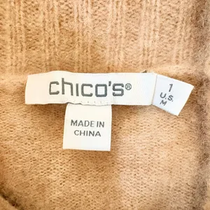 Chicos 100% Cashmere Short Sleeve Mock Neck Sweater Camel Tan Size 1 M 570373542 thumbnail 3