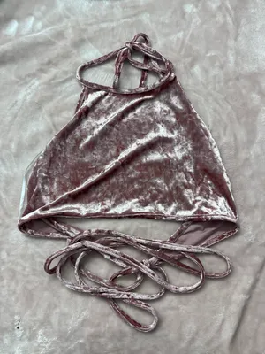 pink velvet halter top thumbnail 1