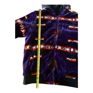 Aztec plush blanket zip up jacket purple SW print Size L/XL thumbnail 7