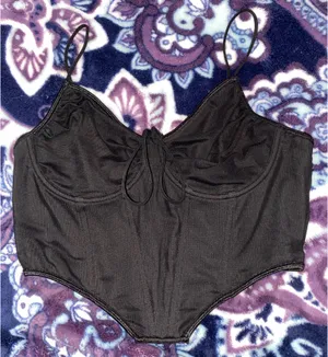 Black Corset Style Cropped Tank thumbnail 1