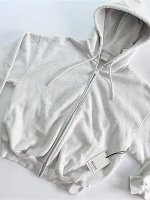 Aritzia Cozy Sweatfleece Mega Zip Hoodie Heather Cloud White thumbnail 7