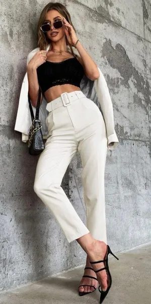 High Waisted Belted Pants thumbnail 1