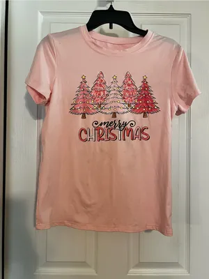 Pink Merry Christmas Graphic Tee - Holiday Home thumbnail 2