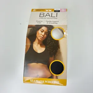 BALI 2-Pack Seamless Wirefree Bras Black/White Shaping Cups NWT Small thumbnail 2