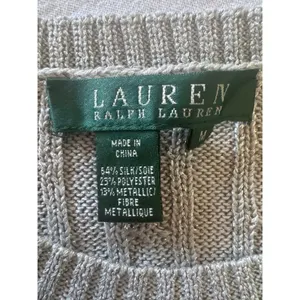 Lauren Ralph Lauren Metallic Cable Knit Sweater Women’s Medium Silver Silk Blend thumbnail 6