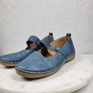 GC‎ Lira Leather Mary Janes Womens 7 Metallic Blue Closed Toe Shoes thumbnail 15