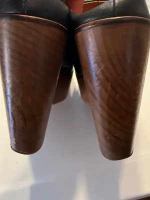 Free People Chance Black Leather Platform Clog Heels Sz 40 (9.5-10) Womens thumbnail 3