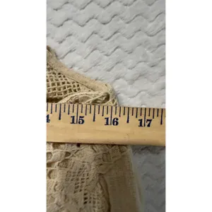 Free People Crochet Lace Cotton Maxi Dress Beige Tan Side Button Size S 4667 thumbnail 6