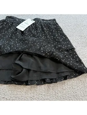 NWT Zara Black White Polka Dot Tiered Ruffle Mini Skirt Size Small thumbnail 5