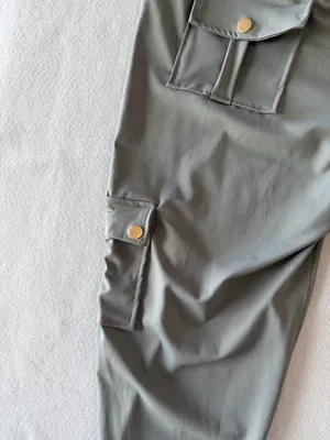 Women's Khaki Green Color Pull On Cargo Style Yoga Pant Size XXL #260855 thumbnail 5