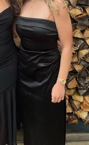 Aritzia Ten by Babaton Black Satin Strapless Dress thumbnail 1