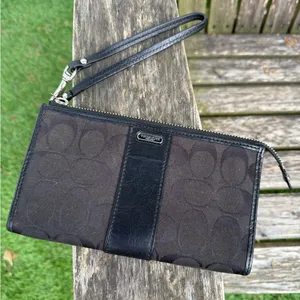 Coach Signature Zippy Wallet Black‎ Silver V thumbnail 1
