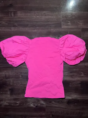 Maeve by Anthropologie Puff sleeve Wrap Pink Blouse Size XXS thumbnail 3
