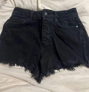PAIGE Black Frayed Hem Women's Denim Shorts thumbnail 1