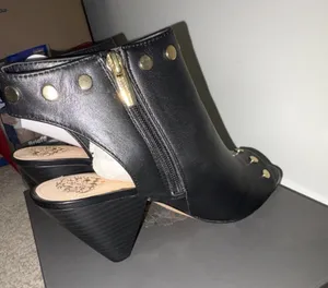 Vince Camuto Black StuddedToe Cone Heel Ankle Strap Heels thumbnail 4