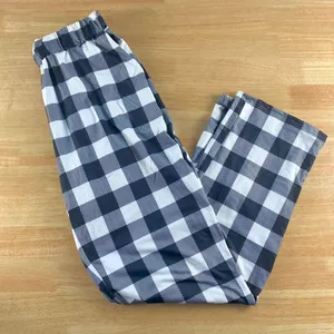 Source Unknown NWOT Soft Plaid Gingham Black & White Long Pants Pajamas M thumbnail 1