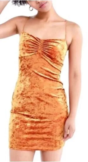 Urban Outfitters Orange Velvet Dress Size Large thumbnail 1