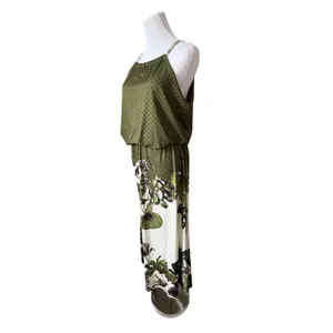 Lily by Firmiana Halter Green Floral Dot Maxi Long Dress LARGE NWT‎ Cottagecore thumbnail 3