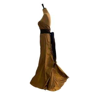 Jim Hjelm Occasions Bronze Taffeta Strapless Gown Brown Sash cocktail Size 8 thumbnail 2