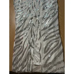 B40 New Womens Strapless Maxi Dress Lined White with Silver Sequins size Medium thumbnail 6