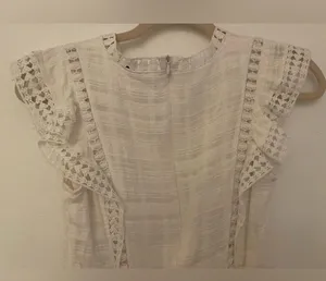 Hazel & Olive White Ruffle Trim High Neckline Short Dress Women’s Sz Small thumbnail 10