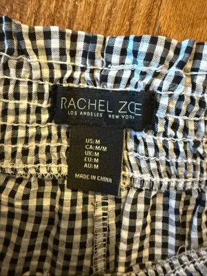 Rachel Zoe gingham ruffled trim smocked short M thumbnail 4