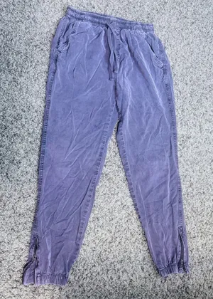 Aerie Sunwashed Purple Joggers XS Drawstring Elastic Waist Ankle‎ Zip Pants thumbnail 1
