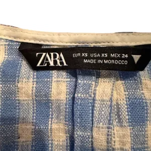 Zara Women's XS Blue Gingham Check Cropped Blouse Short Sleeve thumbnail 5