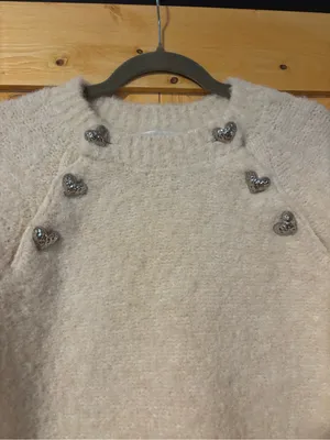 English‎ Factory Cream Heart Button Sweater Soft Knit- wool blend Crewneck XS thumbnail 3