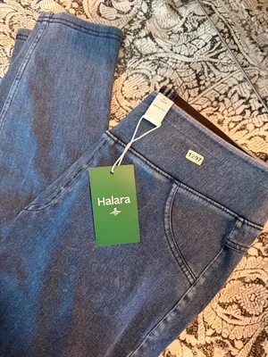 Halara L 7/8 Womens Stretchy Denim-Look High-Waisted Capri Leggings Size L Blue thumbnail 6