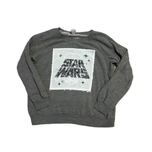 Star Wars Women's Large Gray‎ Crew Neck Sweatshirt Reversible Sequin Darth Vader thumbnail 2