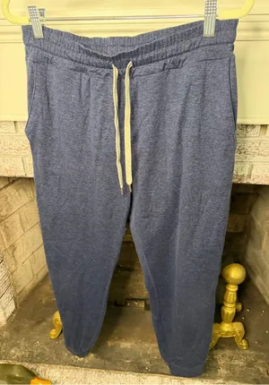Vuori Performance Jogger Heather Navy Drawstring Athletic Lounge Pants Large thumbnail 1