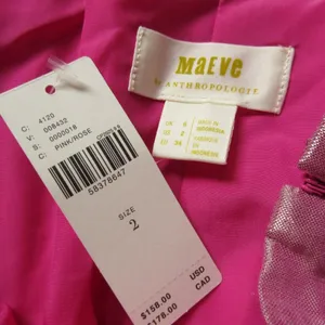 NWT Anthropologie Maeve Alicia in Pink Crinkled Metallic Maxi Skirt 2 thumbnail 7