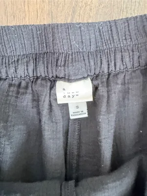 A New Day Knit High-Rise Crinkle Gauze Wide Leg Pants Black Small flowy loose thumbnail 2