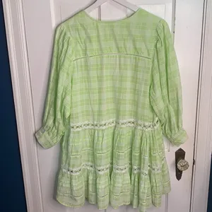 Free People Lime Green Time Out Boho Cottagecore Lace Tunic Top W-690 Size S thumbnail 14