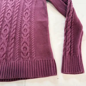 LL Bean Purple Double L Mixed Cable Cotton Crew Neck Pullover Sweater Size XS thumbnail 5