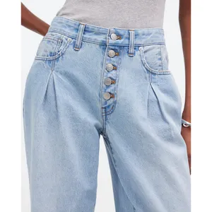 Madewell Superwide Leg Jeans Cather Wash Button Front Blue High Rise US 26 NWT thumbnail 3