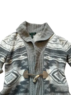 Lauren Ralph Lauren Shawl Collar Cardigan Toggle Wool Angora Southwestern Boho thumbnail 2