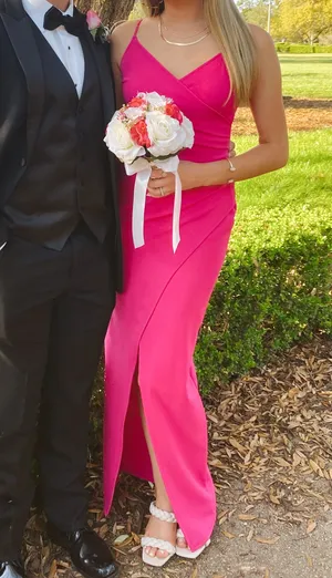 Lulus Secret Admirer Magenta Ruched Surplice Maxi Dress thumbnail 2