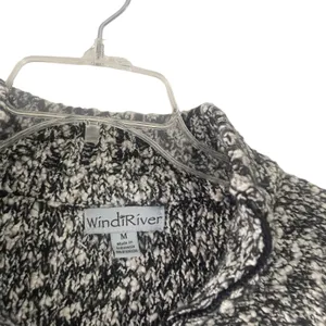 WindiRiver Women's Size Medium Black White‎ Knit Full Zip Cardigan Sweater thumbnail 5