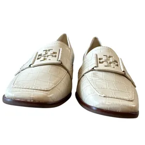 Tory Burch Georgia‎ Croc Embossed Ivory Loafers Size 7 thumbnail 2