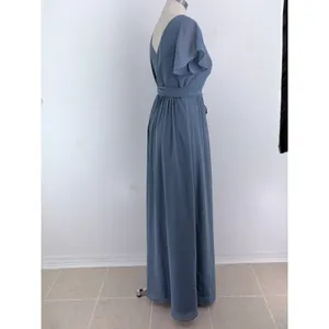 Revelry Maxi Dress Blue Chiffon Flutter Sleeve Wrap Gown Size 10 thumbnail 4