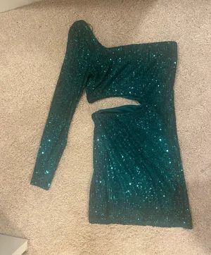 Hello Molly GLOWING AT MIDNIGHT SEQUIN MINI DRESS EMERALD thumbnail 3