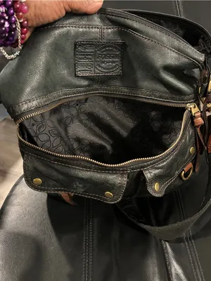 Fossil Dark black Leather Satchel with Brass Zipper Detail thumbnail 8