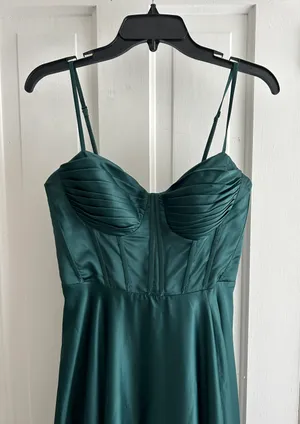 Macy's Dark Green Prom Dress thumbnail 1