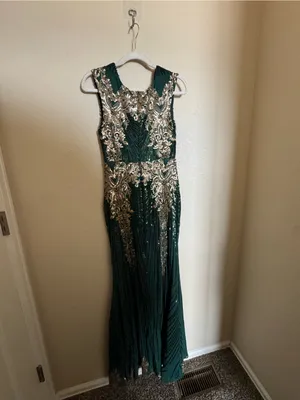 Baltic Born Azura Green Gold Sequin Formal Evening Wedding Guest Gown Dress thumbnail 5