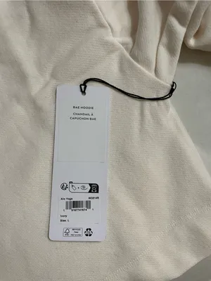 Alo NWT Bae Hoodie Ivory Cream Cropped Pullover Sweatshirt Size L thumbnail 9